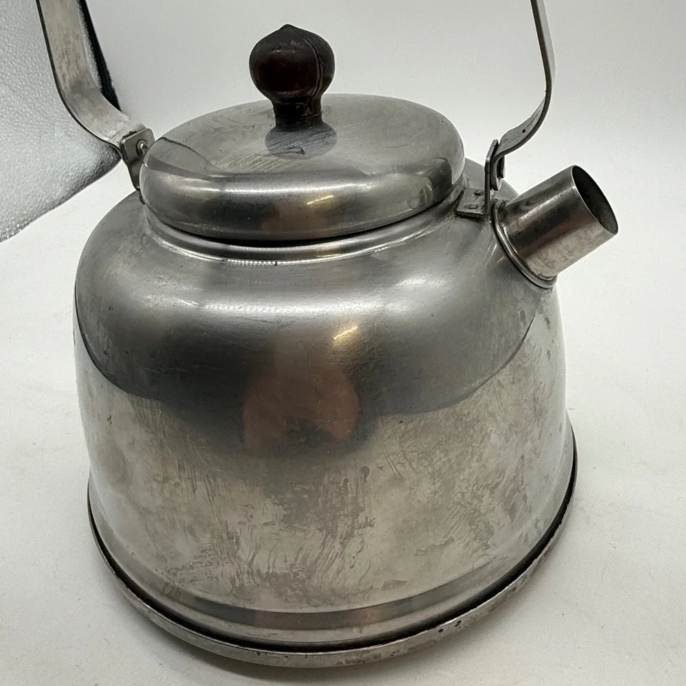 VTG Farberware 752 Stainless Steel Tea Kettle 1.5 Qt Wood Handle‎ handle Crack